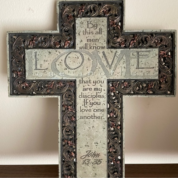 Decorative Cross Wall Art with Inspirational Quote - Picture 1 of 15